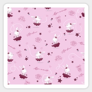 Magic moments with cute bunnies light pink Sticker